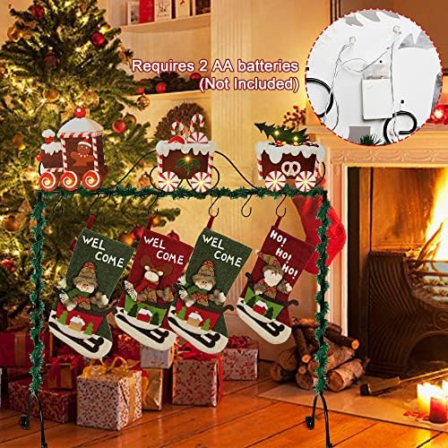 Forup Christmas Stocking Hander Stand Hangers, Christmas Candy Train Stocking Holder