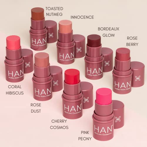 Han Skincare Cosmetics Vegan, ปราศจากความโหดร้าย, สะอาด 3-in-1 Multistick สำหรับแก้ม, ริมฝีปาก, ดวงตา, ​​Pink