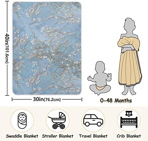 ผ้าห่มผ้าห่มอัลมอนด์ซ้อนเชอร์รี่ผ้าห่มผ้าห่มผ้าห่มสำหรับทารกรับผ้าห่มผ้าห่มที่มีน้ำหนักเบาอ่อน ๆ สำหรับเปลเด็กเข็น