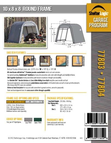 Shelterlogic 77824 Green 10'x16'x8 'Round Style Shelter