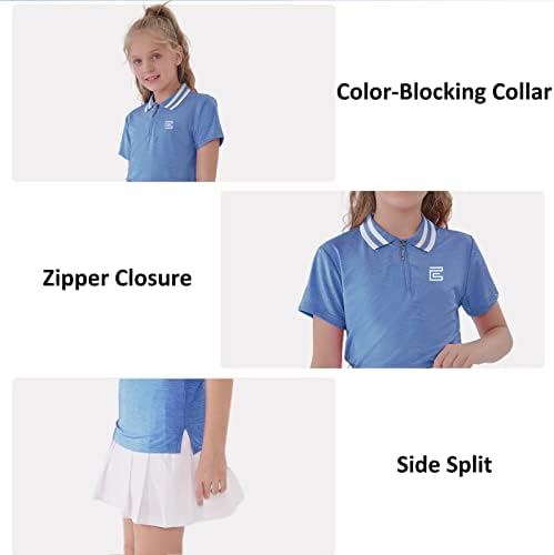 Exarus Girls 'Golf Tennis Polo เสื้อเชิ้ต Kids K Kids V-Neck Athletic Workout ความชื้น wicking อย่างรวดเร็ว dry