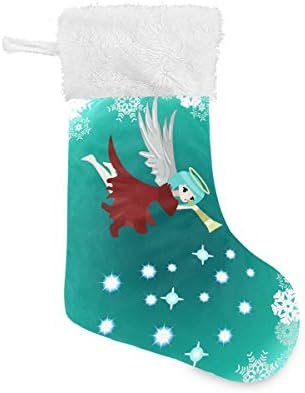 Alaza Christmas Stockings Merry Christmas Angel คลาสสิกคลาสสิกการตกแต่งถุงน่องขนาดใหญ่สำหรับครอบครัววันหยุดงานปาร์ตี้ปาร์ตี้