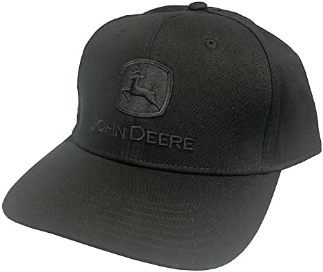 John Deere Solid Black 6-snapback Hat พร้อมโลโก้ปัก