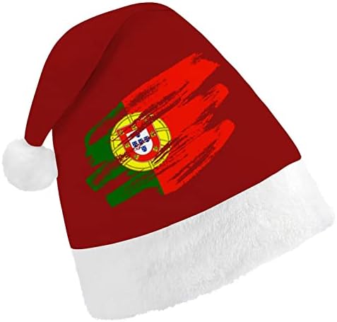 Retro Retro Portugal Flag Xmas Hats กลุ่มผู้ใหญ่หมวกหมวกคริสต์มาสสำหรับวันหยุดสิ้นวันหยุดงานปาร์ตี้ปาร์ตี้